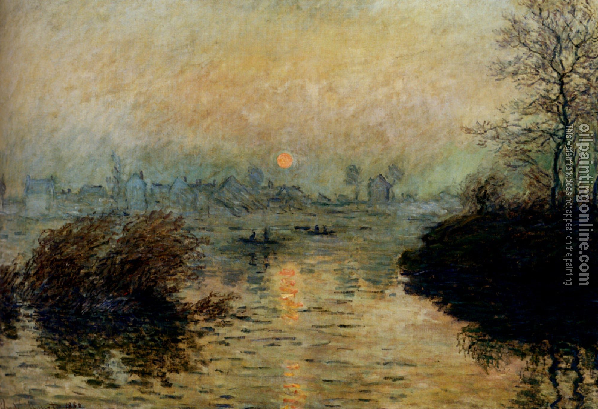 Monet, Claude Oscar - Sun Setting Over The Seine At Lavacourt, Winter Effect